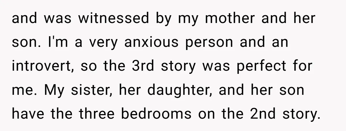 and was witnessed by my mother and her son. I'm a very anxious person and an introvert, so the 3rd story was perfect for me. My sister, her daughter, and...