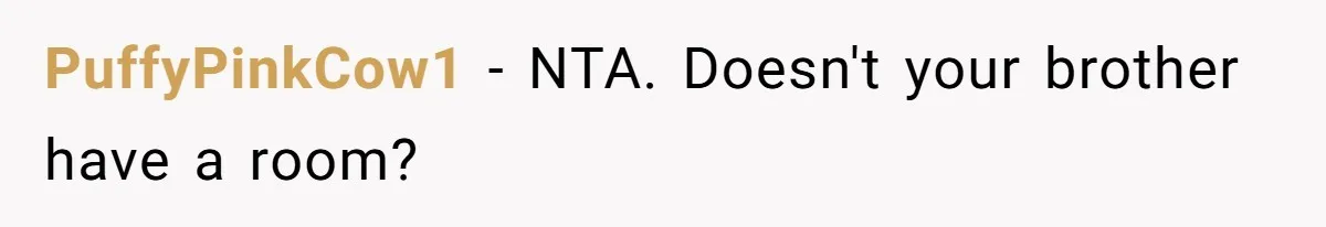 PuffyPinkCow1 − NTA. Doesn't your brother have a room?