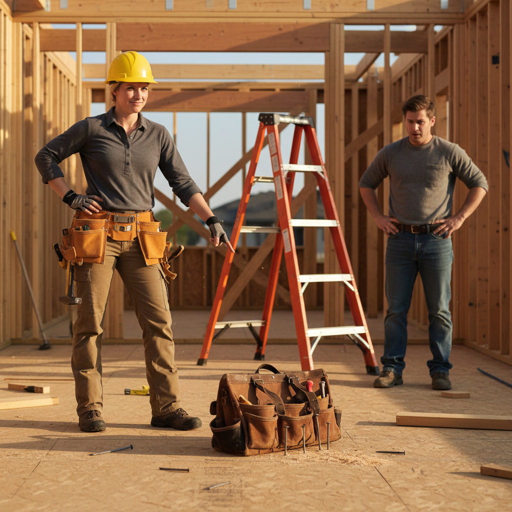 This Female Construction Worker Nailed Her Coworker's Tool Bag to the Floor After He Stole Her Ladder