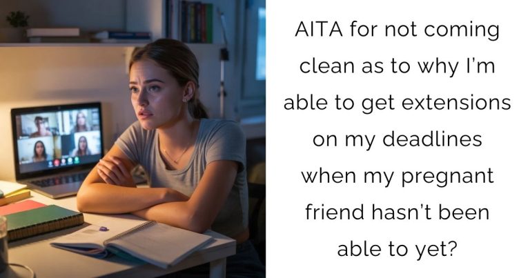 AITA for not coming clean as to why I’m able to get extensions on my deadlines when my pregnant friend hasn’t been able to yet?