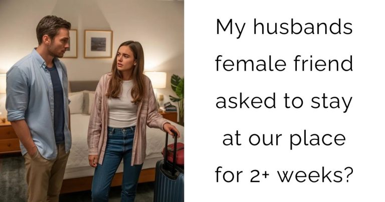 My husbands female friend asked to stay at our place for 2+ weeks?
