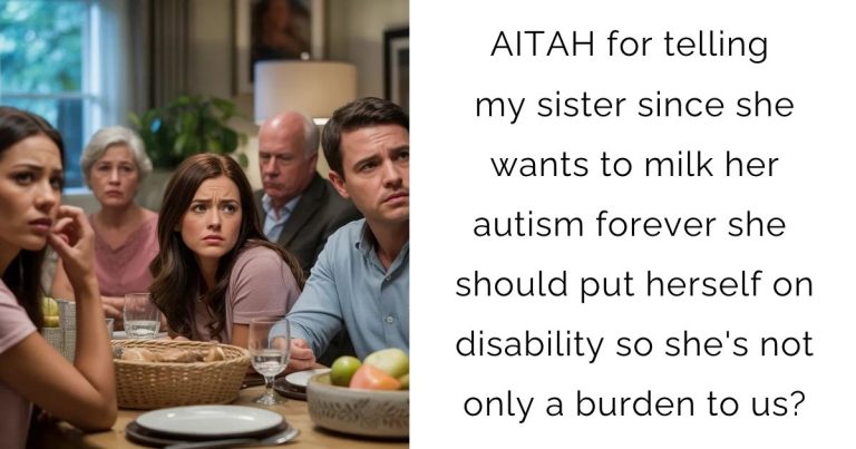 AITAH for telling my sister since she wants to milk her autism forever she should put herself on disability so she’s not only a burden to us?