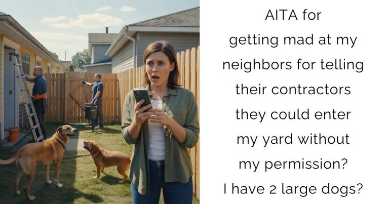 AITA for getting mad at my neighbors for telling their contractors they could enter my yard without my permission? I have 2 large dogs.