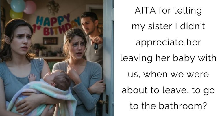 AITA for telling my sister I didn’t appreciate her leaving her baby with us, when we were about to leave, to go to the bathroom?