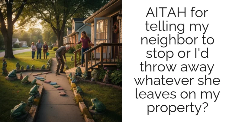 AITAH for telling my neighbor to stop or I'd throw away whatever she leaves on my property?
