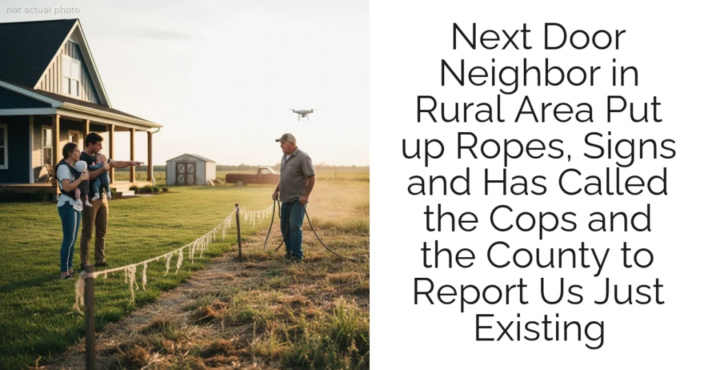 Next Door Neighbor in Rural Area Put up Ropes, Signs and Has Called the Cops and the County to Report Us Just Existing