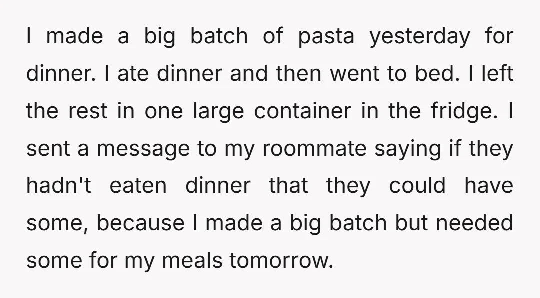 I made a big batch of pasta yesterday for dinner. I ate dinner and then went to bed. I left the rest in one large container in the fridge. I...