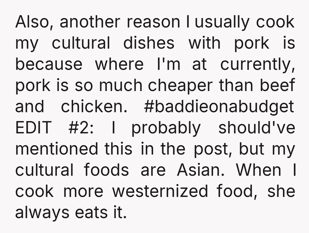 Also, another reason I usually cook my cultural dishes with pork is because where I'm at currently, pork is so much cheaper than beef and chicken. #baddieonabudget EDIT #2: I...