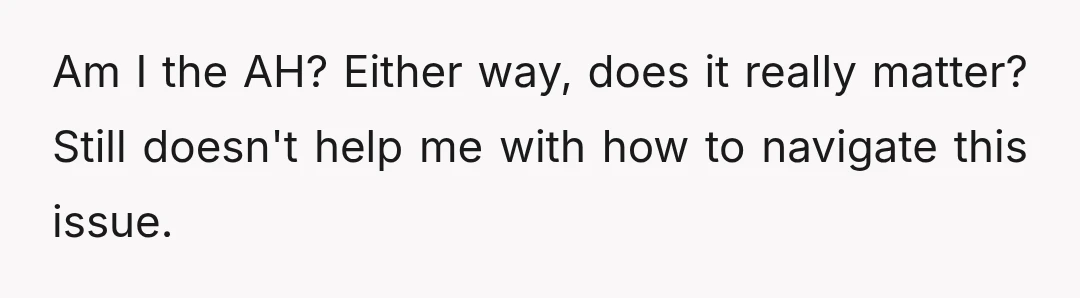 Am I the AH? Either way, does it really matter? Still doesn't help me with how to navigate this issue.