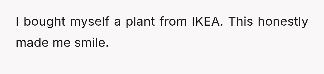 I bought myself a plant from IKEA. This honestly made me smile.