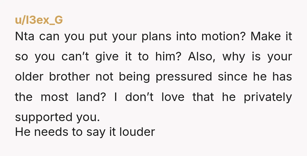 u/l3ex_G Nta can you put your plans into motion? Make it so you can’t give it to him? Also, why is your older brother not being pressured since he has...