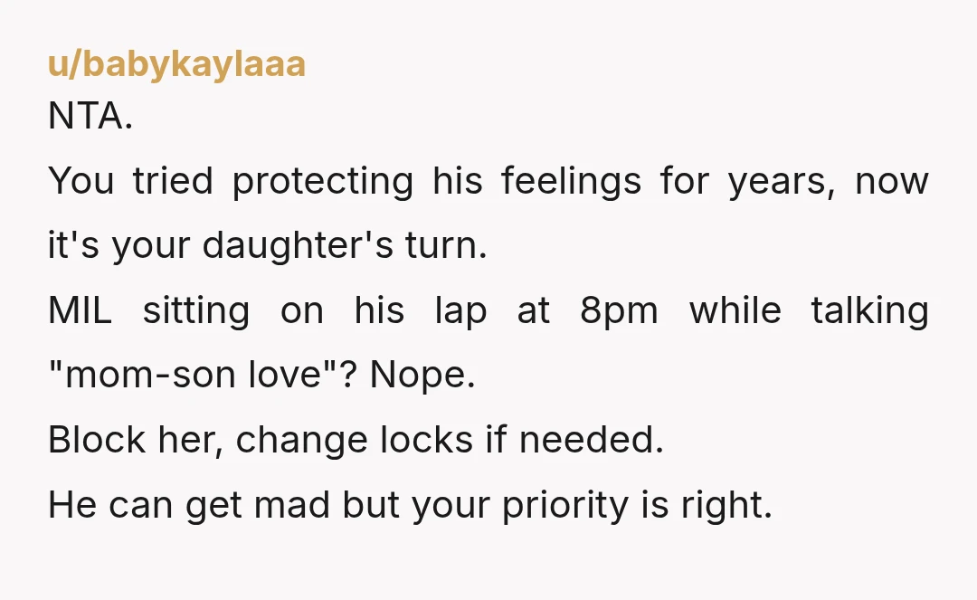 u/Scrolling4Comments Question. Does she have a key or does someone let her in? Could this be a potential police matter or if not that then maybe get a restraining order...