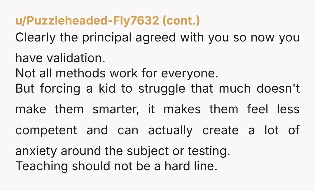 u/gurlwithdragontat2 NTA - it’s incredibly dehumanizing and confusing to children when they are correct, but are penalized because of things like this. Like a good parent, you found a method...