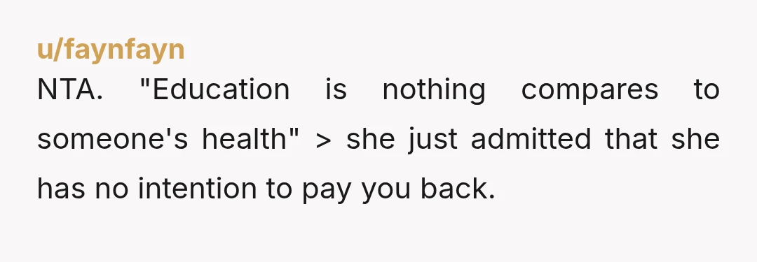 u/ghostofastorm NTA 1 - your BIL was ill when your sister had her share of the inheritance. She chose not to use it for medical bills then or save it....
