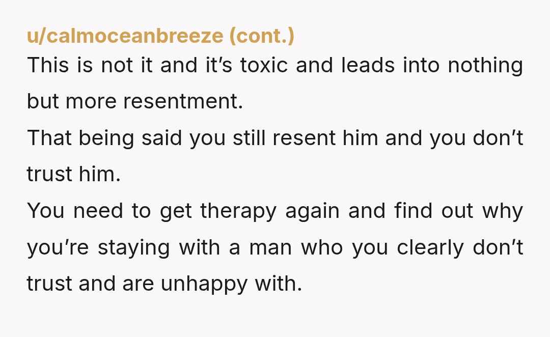 u/nacnud_uk
YTA. Mostly to yourself. The whole thing sounds toxic.