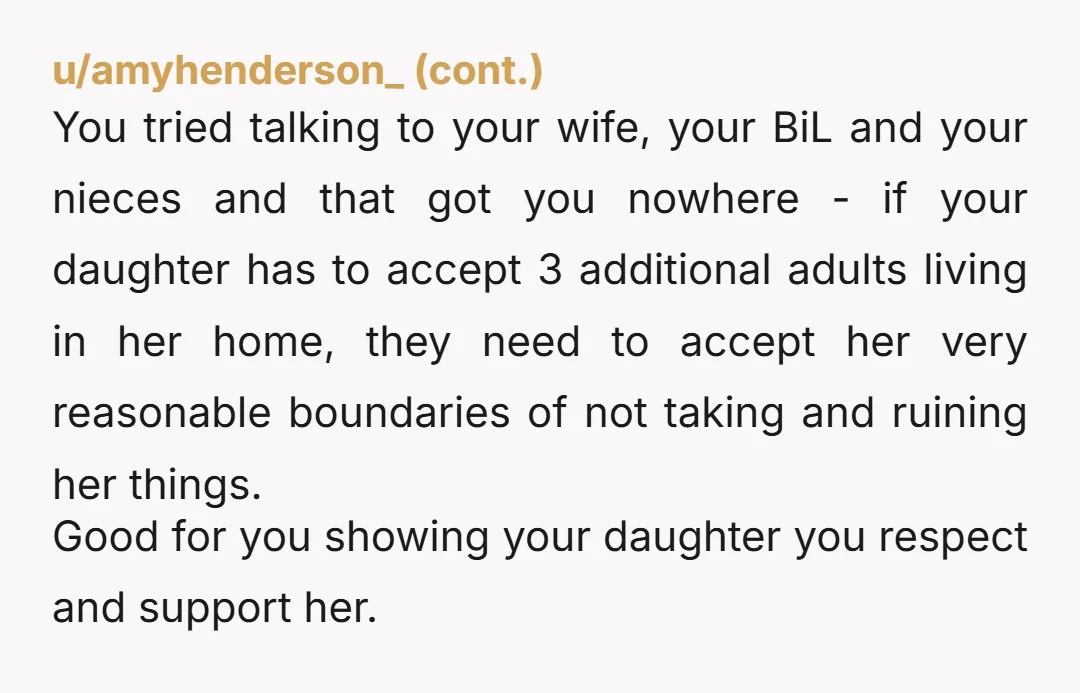 u/Stoat__King "I let Sammy and his family move in which's something her OWN family refused to do" I think you need to think ahead with this situation. You are your...
