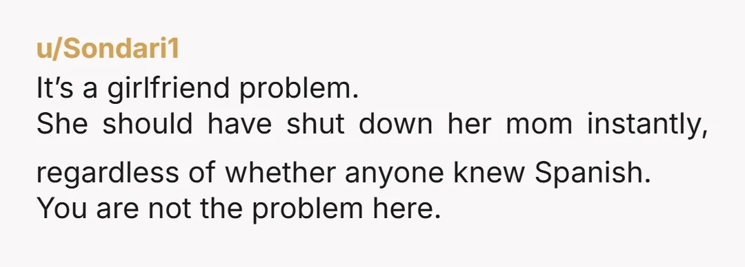 u/Ok_Resource_8530 The next time your brother says anything, tell him that his girl has until the following evening to apologize to your mother and if she doesn't you will be...