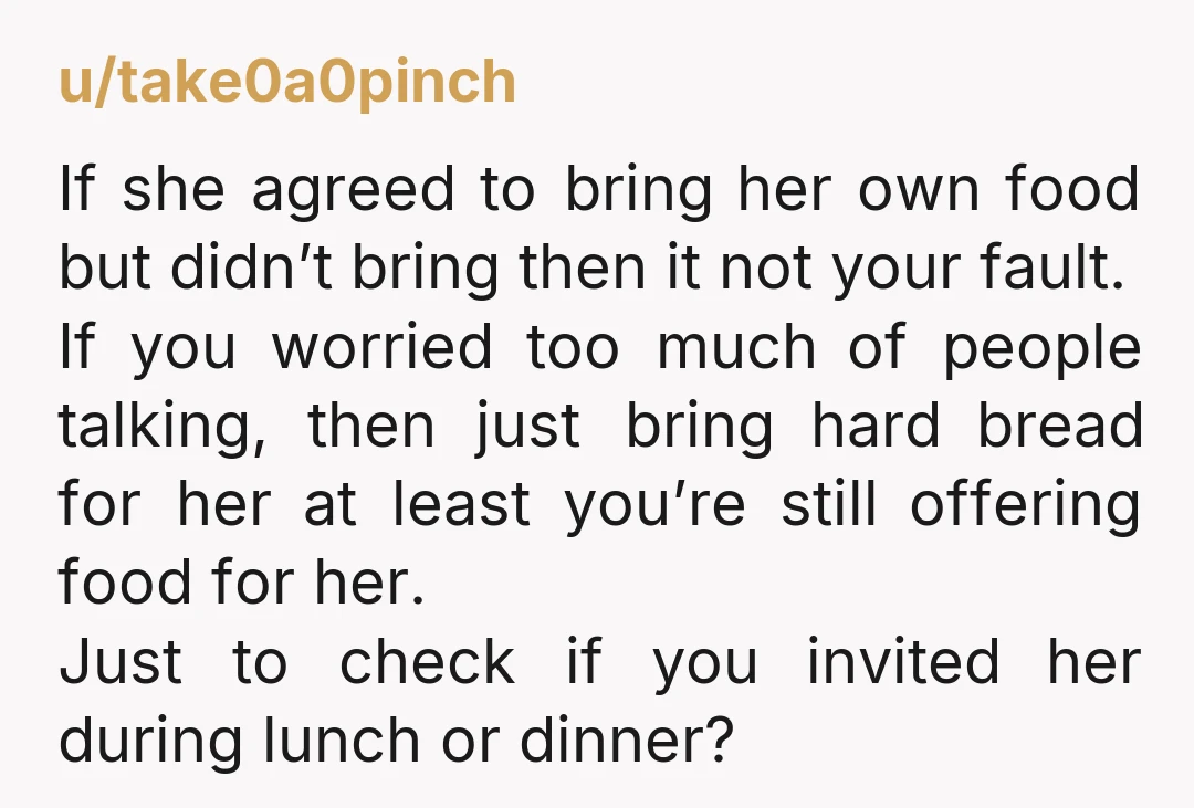 u/Ok_Technician_3070 There is so much animosity in this post for the friend. Why is her not eating with you all awkward? Are you sure it is awkard for everyone involved?...