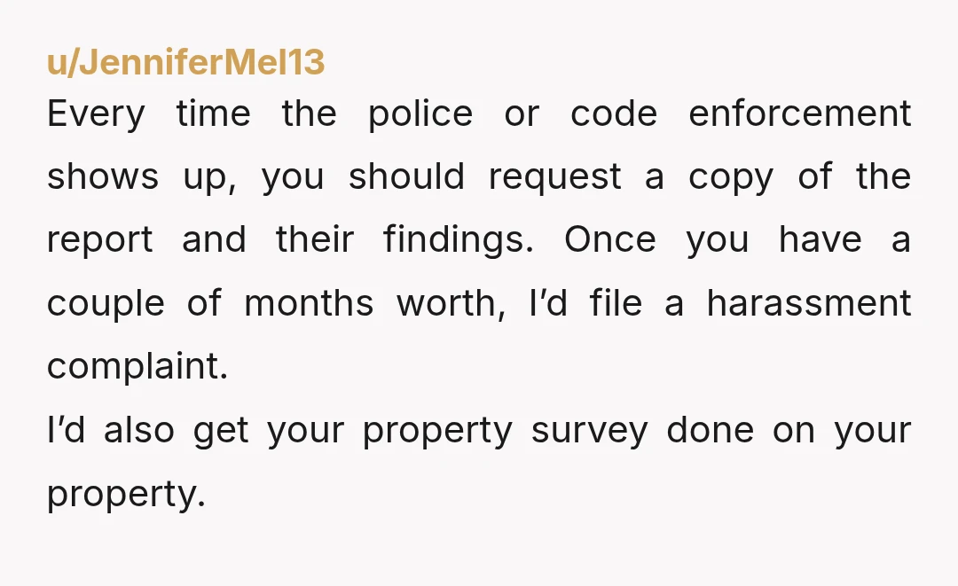 u/Solid-Feature-7678 Document everything and make a harassment complaint to the police. Every time neighbor does something, another harassment complaint. Take the police reports to the various agencies. Make a appointment...