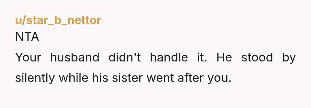 u/1568314
Why do you need to apologize for the sake of peace and not her husband??
