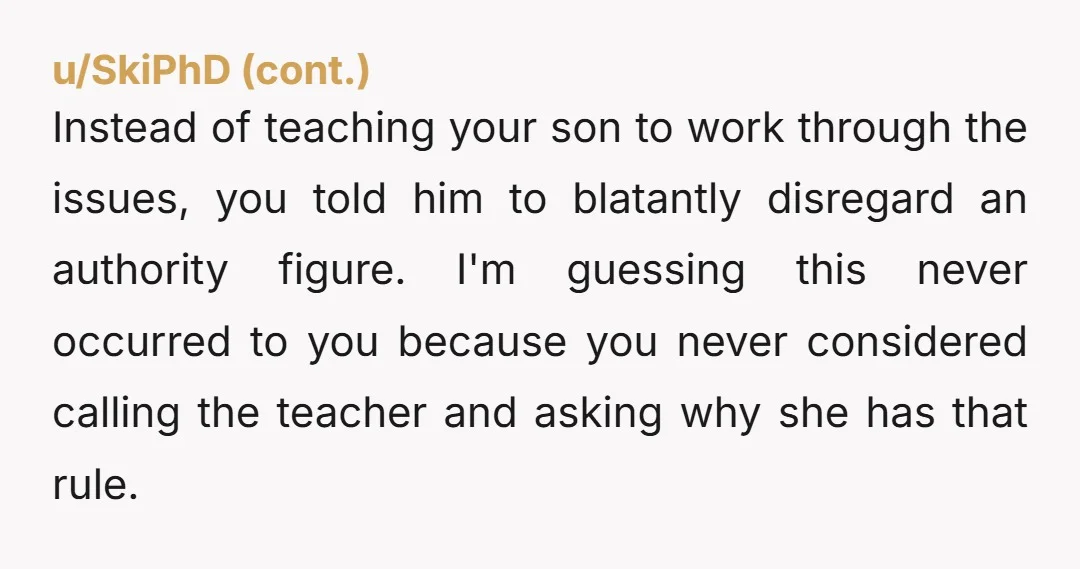 u/mcasper96 So like, did you try to have a conversation with your son's teacher about this beforehand? I'm a teacher and I have had parents question my bathroom policy before....
