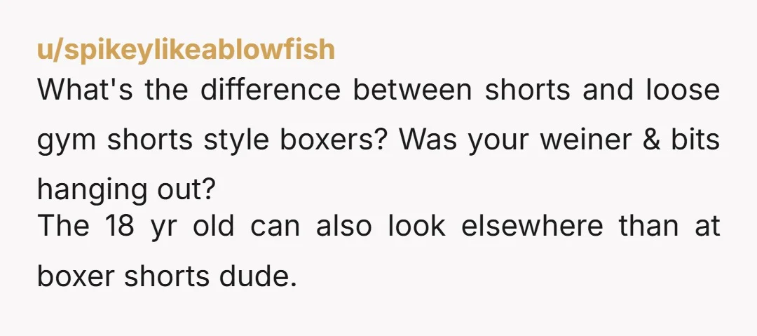 u/AcanthisittaPlus5047 NTA! Boxers are appropriate to wear in your own home, even with visitors, especially when you were wearing underwear underneath them.