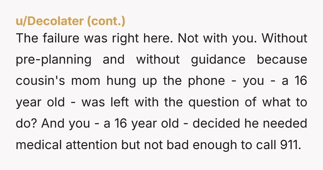 u/Brokkolli000 You've already had plenty of feedback about the driving part, so I'll leave that alone. Keeping calm in an emergency, especially with a child, and especially with a head...