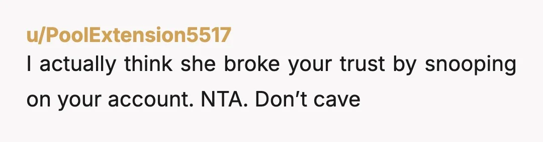 u/FairBaker315
NTA
OP, you should also lock down your credit.  You mom has my spidey senses tingling...
