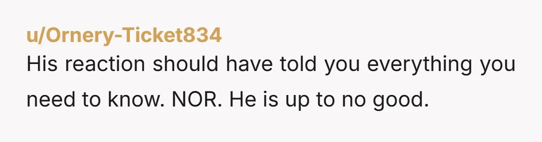 u/Ornery-Ticket834
His reaction should have told you everything you need to know. NOR. He is up to no good.