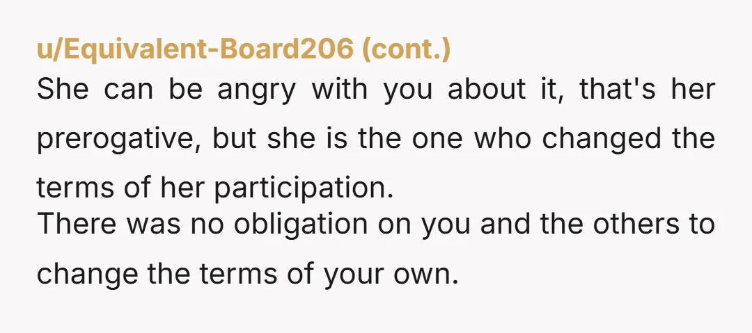 u/MissKQueenofCurves NTA. I have a 9 year old and if someone brought their kid on a long awaited childfree trip I'd be PISSED. You were more gracious than a LOT...