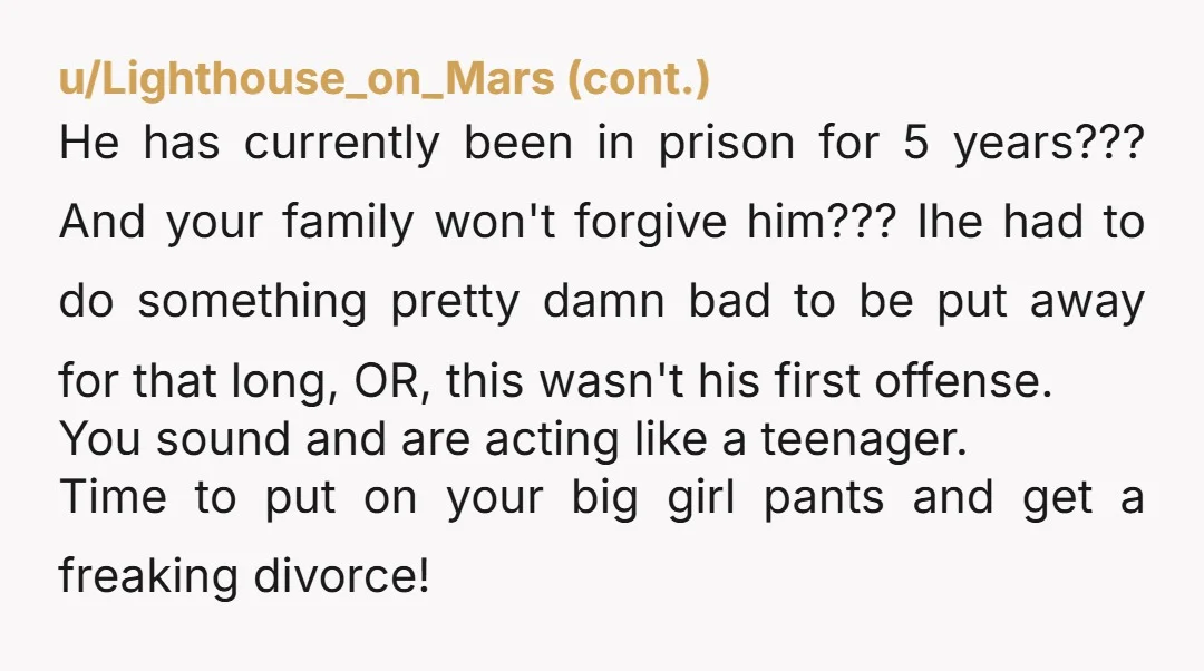 u/roadkill4snacks If you can’t deal with a divorce, what makes you think you can cope being a parent or being a decent partner? If you don’t divorce, will your ex...