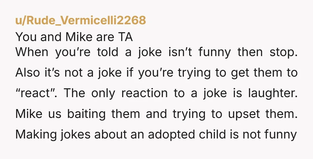 u/kathl29 Info: which part of this joke am I supposed to be laughing at? The part that mocks Ethan for not being able to have kids of his own? The...