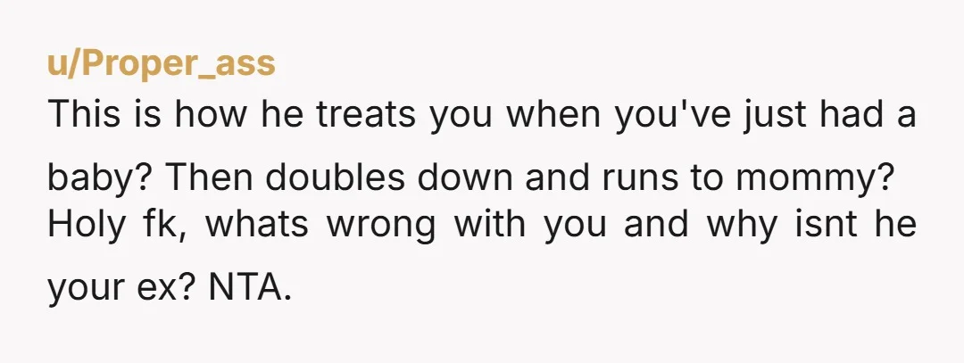 u/LocalBrilliant5564 Nta but don’t let that woman anywhere near your child and threaten to divorce him if he doesn’t go to individual therapy and block his mother