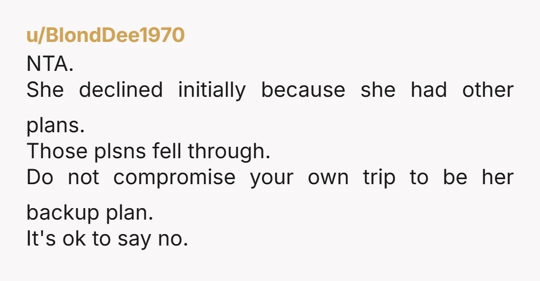 u/kgray0317 I was just putting myself in her shoes and, ya know, if I were her, I wouldn't dream of asking others to change their room set ups to accommodate...