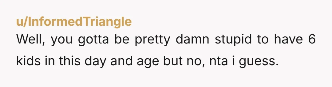 u/Adorable-Finance-896
NTA but just FYI you can still enjoy your husband’s d**k and not have kids due to the modern miracle of birth control.