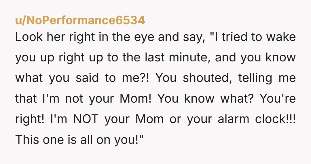 u/Black_Coffee88 Stop justifying in response to her and just keep having her explain it until she hears how ridiculous it sounds. “It’s your fault for not making sure I was...