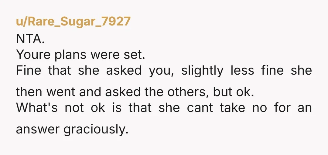u/SachaOrt NTA she asked and you and everyone else answered. No one wants to share a room. End of the drama. She’s out of luck.