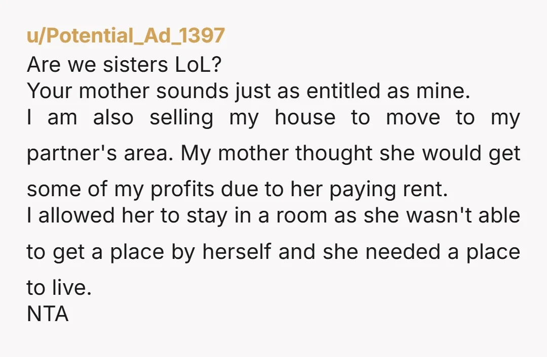 u/different-take4u NTA, time to have the “what are your retirement plans and what is your financial state” discussion if she is looking for you to supplement her life. Maybe even...