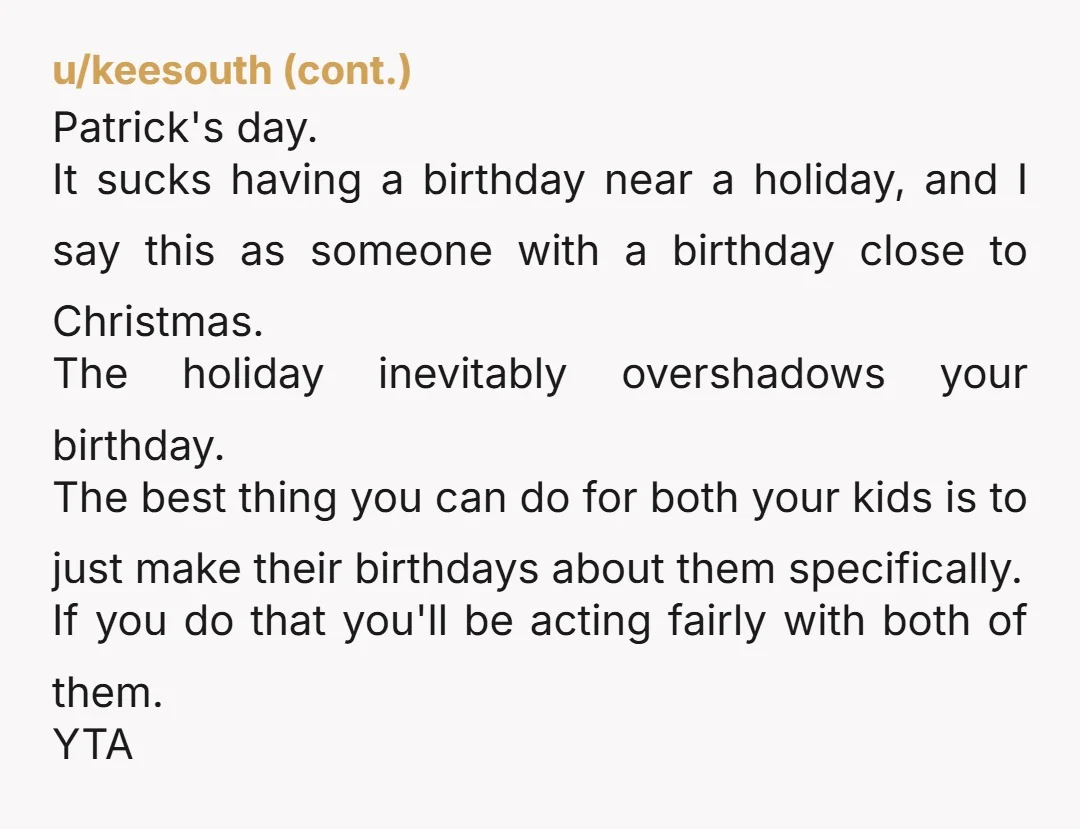u/Creamy_Breve Your husband favors your son and you're seemingly unable to do something equally as special for your daughter. I don't get why you don't just do something special for...