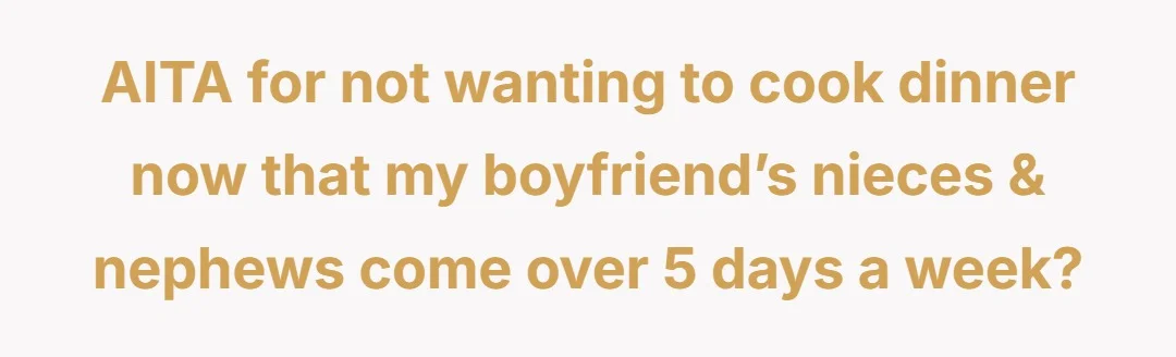 AITA for not wanting to cook dinner now that my boyfriend’s nieces & nephews come over 5 days a week?