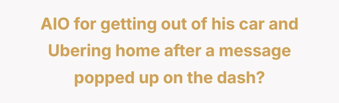 AIO for getting out of his car and Ubering home after a message popped up on the dash?