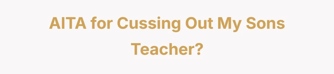 AITA for cussing out my sons teacher?