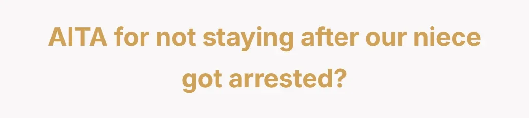 AITA for not staying after our niece got arrested?