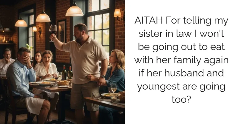 AITAH For telling my sister in law I won't be going out to eat with her family again if her husband and youngest are going too?
