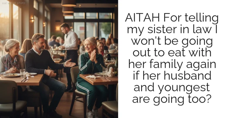 AITAH For telling my sister in law I won't be going out to eat with her family again if her husband and youngest are going too?