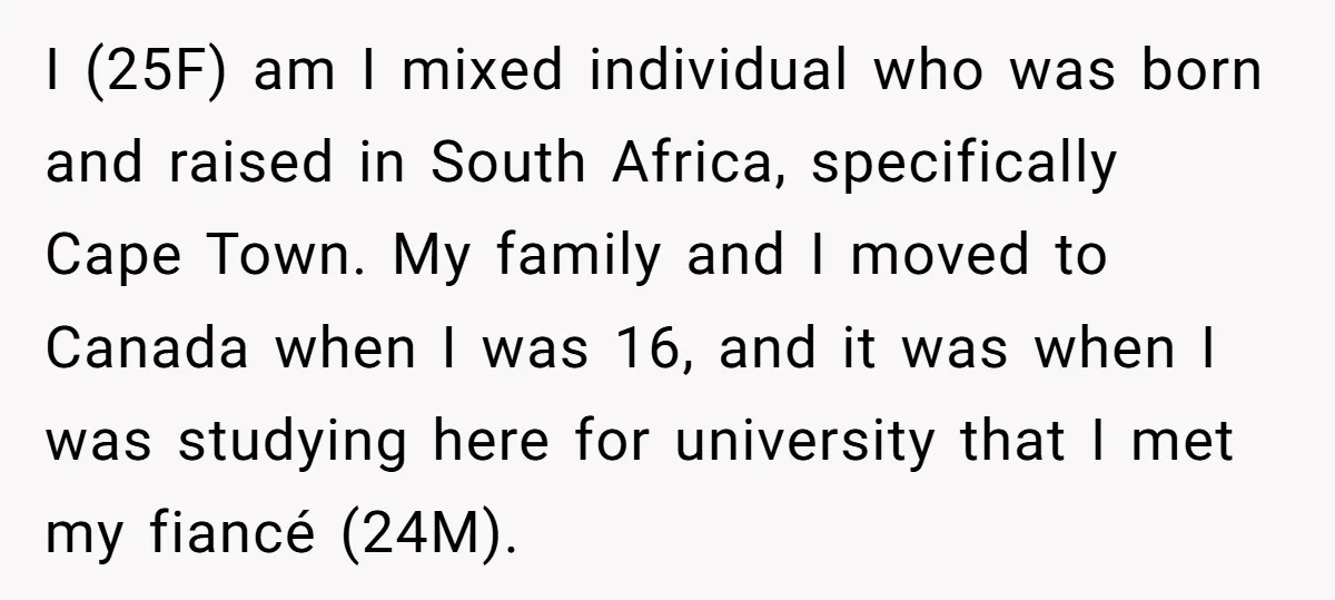 I (25F) am I mixed individual who was born and raised in South Africa, specifically Cape Town. My family and I moved to Canada when I was 16, and it...