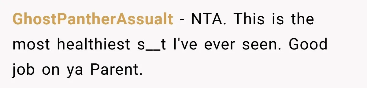 GhostPantherAssualt − NTA. This is the most healthiest s__t I've ever seen. Good job on ya Parent.