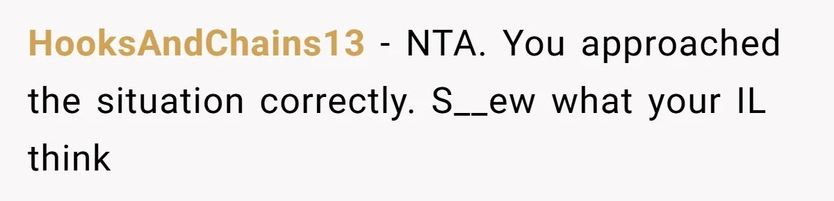 HooksAndChains13 − NTA. You approached the situation correctly. S__ew what your IL think