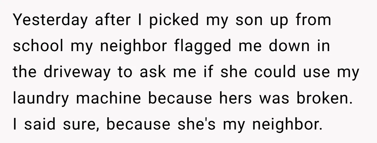 Yesterday after I picked my son up from school my neighbor flagged me down in the driveway to ask me if she could use my laundry machine because hers was...