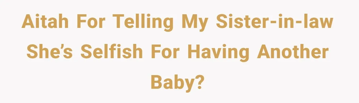AITAH for telling my sister-in-law she’s selfish for having another baby?